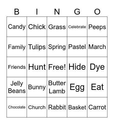 Easter Bingo Card