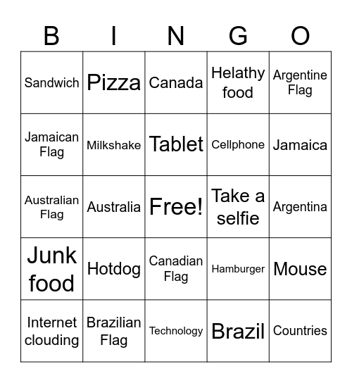 Countries Bingo Card