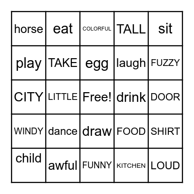 n    v   adj Bingo Card