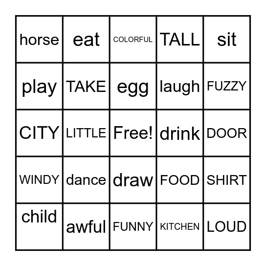 n    v   adj Bingo Card