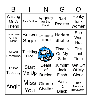 Rolling Stones Bingo Card