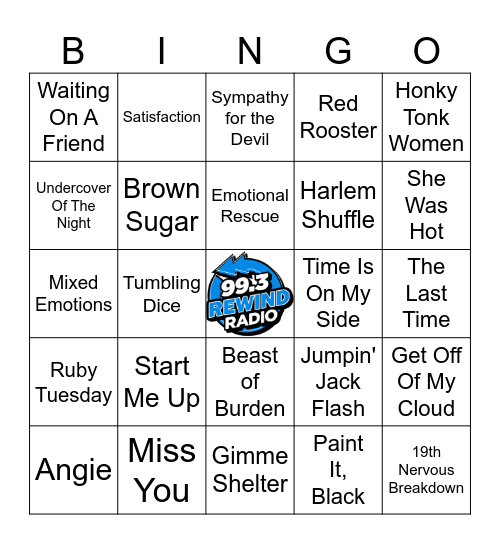 Rolling Stones Bingo Card