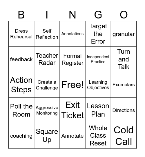 Get Better Faster Review Terms Bingo Card