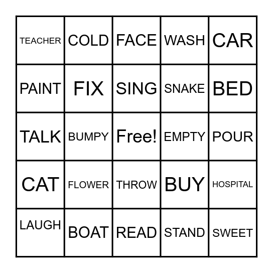 n    v   adj Bingo Card