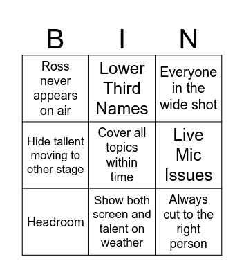 Broadcasting Battle Bingo Card