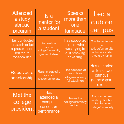 Conversation- Bingo Card