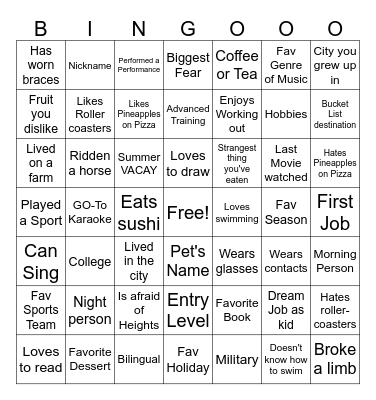 ICEBREAKER BINGO Card