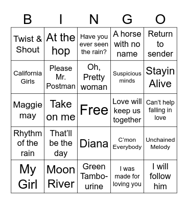 Music BINGO Card