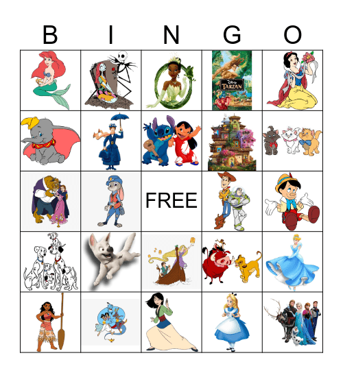 Disney Music Bingo Card