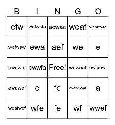 Letters Bingo Card