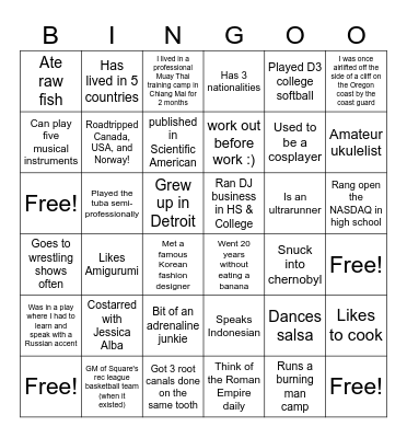 $Local Team BINGO Card