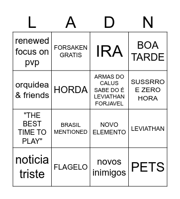 LUZ ADRENTO Bingo Card