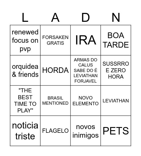 LUZ ADRENTO Bingo Card