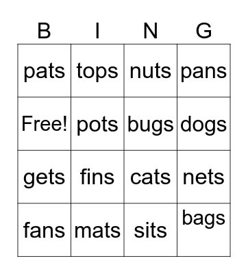 first grade Bingo Card