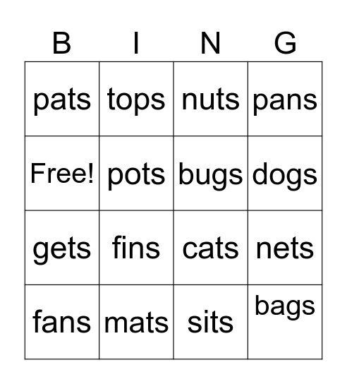 first grade Bingo Card