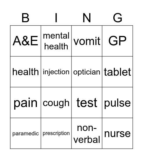 Medical Signs! Bingo Card