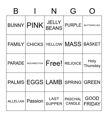 EASTER Bingo Card