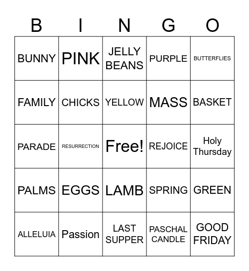 EASTER Bingo Card