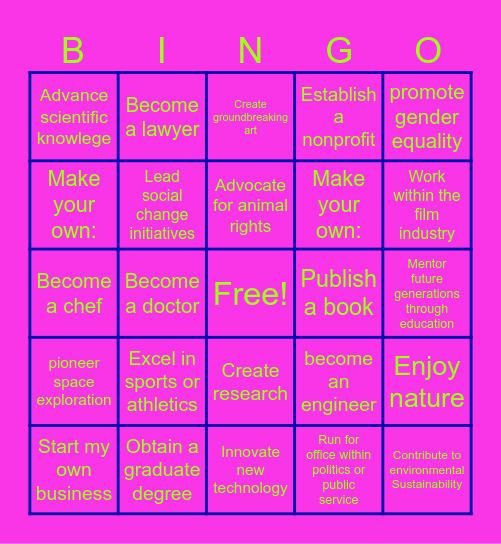 EmpowerHer Bingo Card
