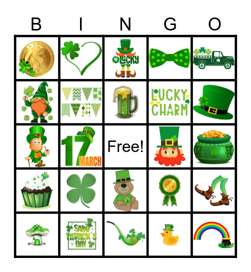 St Patrick's Day Bingo Card