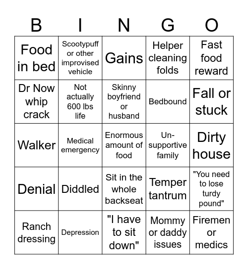 Fat Bingo Card