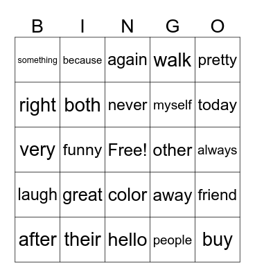 1B tricky words Bingo Card