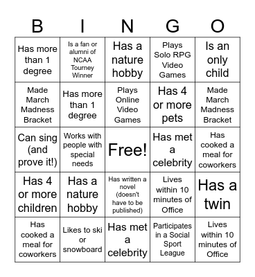 Enterprise Oncology Icebreaker BINGO Card