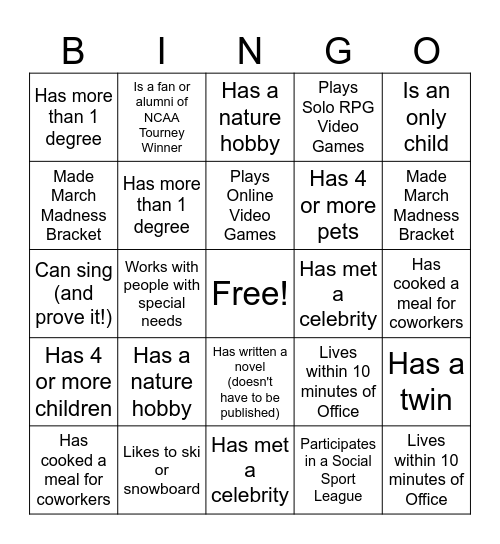 Enterprise Oncology Icebreaker BINGO Card