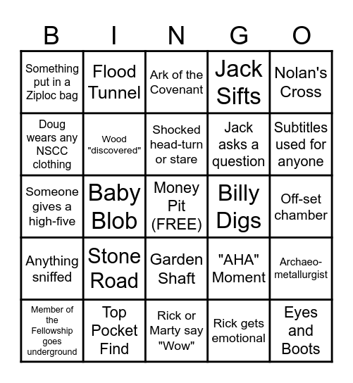 Curse of Oak Island Bingo Card