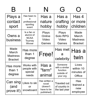 Enterprise Oncology Icebreaker BINGO Card