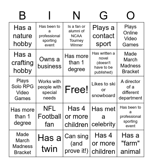 Enterprise Oncology Icebreaker BINGO Card