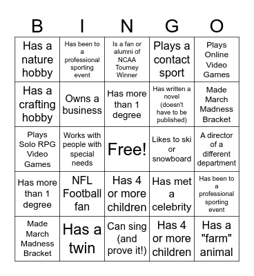 Enterprise Oncology Icebreaker BINGO Card