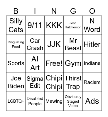 Instagram Reels Bingo Card