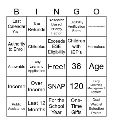 Untitled Bingo Card
