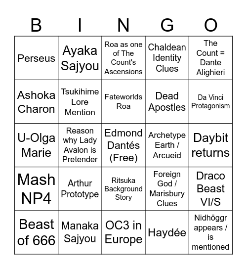 Ordeal Call 2 Bingo Card