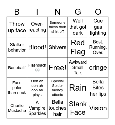 Twilight Movie #1 Bingo Card