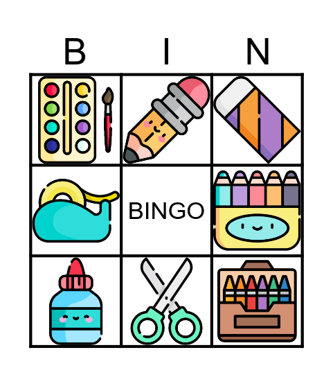 Bingo de útiles escolares Bingo Card