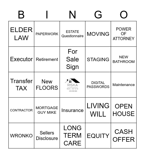 Home Seller Bingo Card