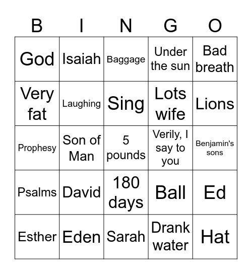 Bible Trivia 2 Bingo Card