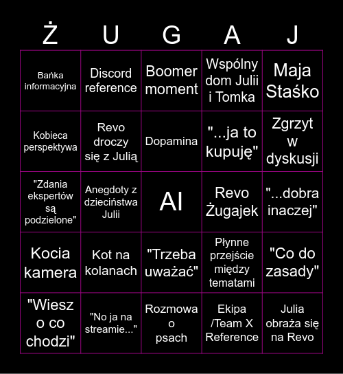 ŻUGAJOVELOVE Bingo Card