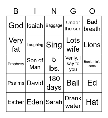 Bible Trivia 2 Bingo Card