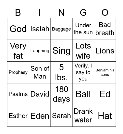 Bible Trivia 2 Bingo Card