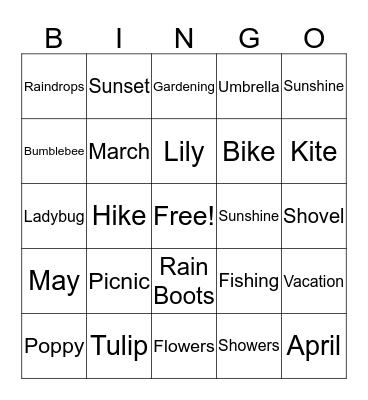 Spring Bingo Card