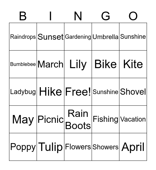 Spring Bingo Card