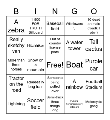 BUS Bingo Card
