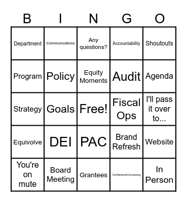 March 2024 Staff Meeting BINGO Card