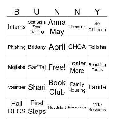 Bunny Bingo Card