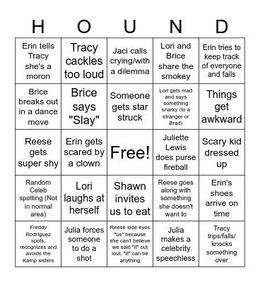 Horror Hound Bingo Card