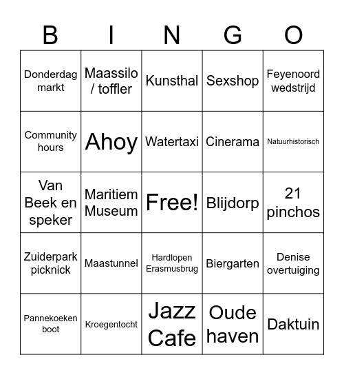 Rotterdam Bingo Card