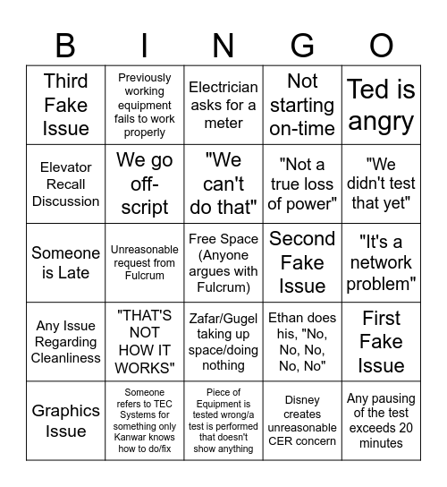 Disney PG Pull the Plug Bingo Card